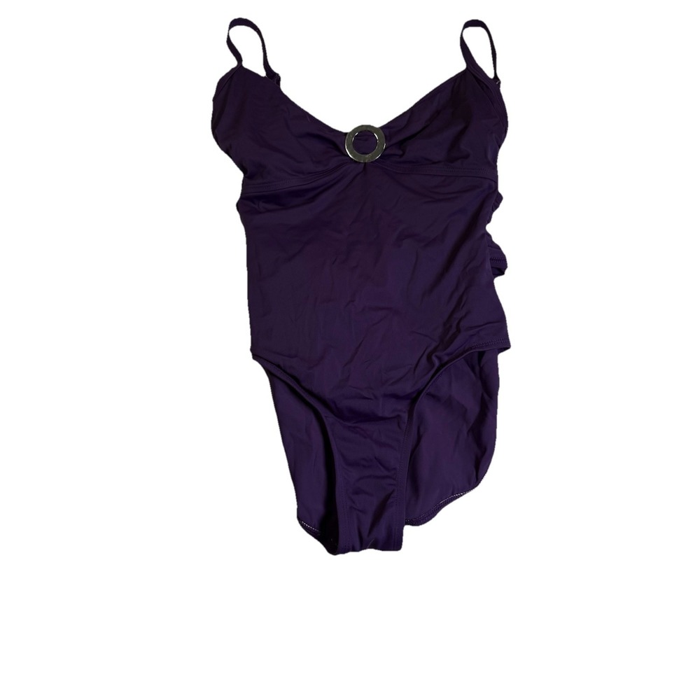 Aerin Rose Purple O-Ring One Piece Swimsuit Women 10/D Purple Excellent Plunge